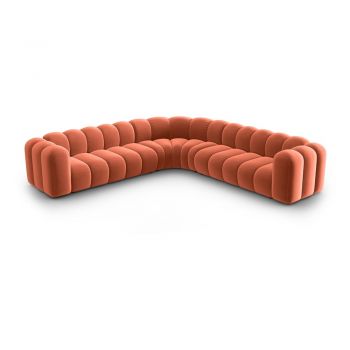 Colțar modular roz cu tapițerie din catifea Lupine – Micadoni