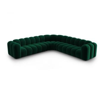 Colțar modular verde cu tapițerie din catifea Lupine – Micadoni