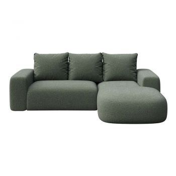 Colțar verde cu tapițerie din țesătură bouclé (cu colț pe partea dreaptă/cu șezlong) Monce – Rodier