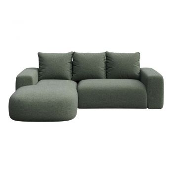 Colțar verde cu tapițerie din țesătură bouclé (cu colț pe partea stângă/cu șezlong) Monce – Rodier
