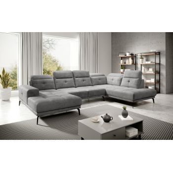 Coltar dreapta 6 locuri ELTAP, RT-03NU, Bretan, 350x205x107 cm, lemn/poliester, gri deschis