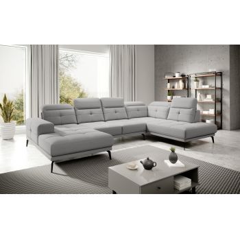 Coltar dreapta 6 locuri ELTAP, RT-04GO, Bretan, 350x205x107 cm, lemn/poliester, gri deschis