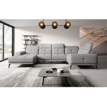 Coltar dreapta 6 locuri ELTAP, RT-04GO, Neviro, 350x201x77 cm, lemn/poliester, gri deschis