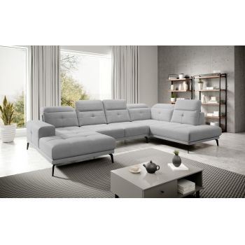 Coltar dreapta 6 locuri ELTAP, RT-04SO, Bretan, 350x205x107 cm, lemn/poliester, gri deschis