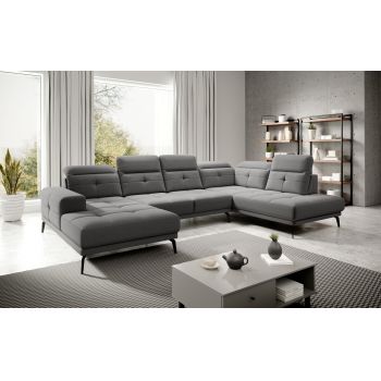 Coltar dreapta 6 locuri ELTAP, RT-05GO, Bretan, 350x205x107 cm, lemn/poliester, gri