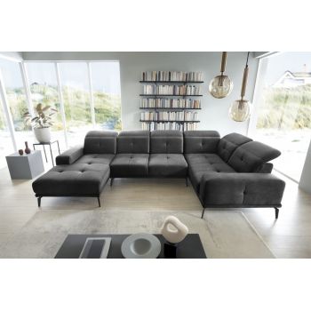 Coltar dreapta 6 locuri ELTAP, RT-05NU, Neviro, 350x201x77 cm, lemn/poliester, gri inchis