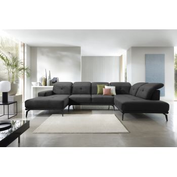 Coltar dreapta 6 locuri ELTAP, RT-06LO, Bretan, 350x205x107 cm, lemn/poliester, gri inchis