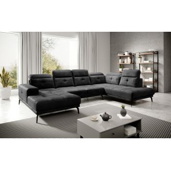 Coltar dreapta 6 locuri ELTAP, RT-06NU, Bretan, 350x205x107 cm, lemn/poliester, gri inchis