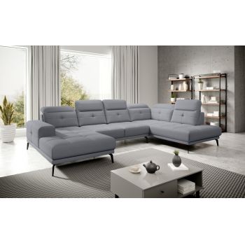 Coltar dreapta 6 locuri ELTAP, RT-06PO, Bretan, 350x205x107 cm, lemn/poliester, gri