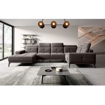 Coltar dreapta 6 locuri ELTAP, RT-07SAV, Neviro, 350x201x77 cm, lemn/poliester, gri