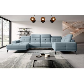 Coltar dreapta 6 locuri ELTAP, RT-100SAV, Neviro, 350x201x77 cm, lemn/poliester, albastru deschis