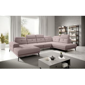 Coltar dreapta 6 locuri ELTAP, RT-101GO, Bretan, 350x205x107 cm, lemn/poliester, roz deschis