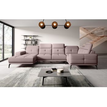 Coltar dreapta 6 locuri ELTAP, RT-101GO, Neviro, 350x201x77 cm, lemn/poliester, roz deschis