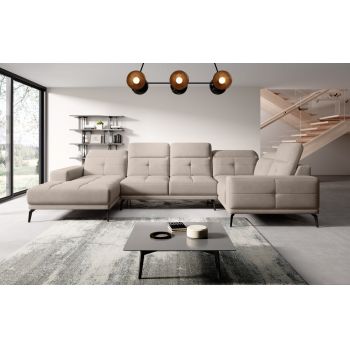 Coltar dreapta 6 locuri ELTAP, RT-18SO, Neviro, 350x201x77 cm, lemn/poliester, bej deschis