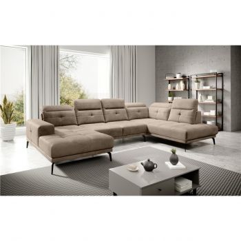 Coltar dreapta 6 locuri ELTAP, RT-20NU, Bretan, 350x205x107 cm, lemn/poliester, maro deschis
