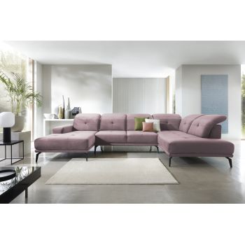 Coltar dreapta 6 locuri ELTAP, RT-24LO, Bretan, 350x205x107 cm, lemn/poliester, roz