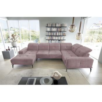 Coltar dreapta 6 locuri ELTAP, RT-24LO, Neviro, 350x201x77 cm, lemn/poliester, roz deschis