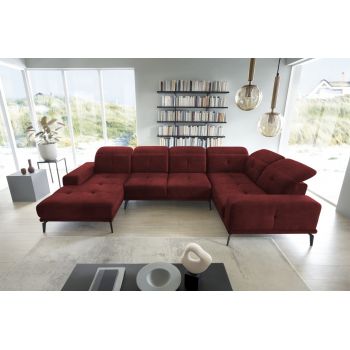 Coltar dreapta 6 locuri ELTAP, RT-25LO, Neviro, 350x201x77 cm, lemn/poliester, rosu inchis