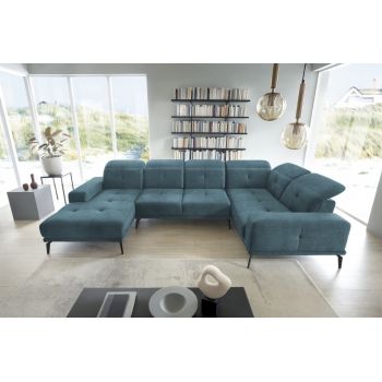 Coltar dreapta 6 locuri ELTAP, RT-38LO, Neviro, 350x201x77 cm, lemn/poliester, albastru deschis