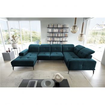 Coltar dreapta 6 locuri ELTAP, RT-40NU, Neviro, 350x201x77 cm, lemn/poliester, albastru inchis