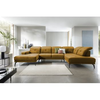Coltar dreapta 6 locuri ELTAP, RT-45LO, Bretan, 350x205x107 cm, lemn/poliester, mustar