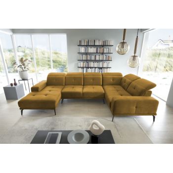 Coltar dreapta 6 locuri ELTAP, RT-45NU, Neviro, 350x201x77 cm, lemn/poliester, mustar