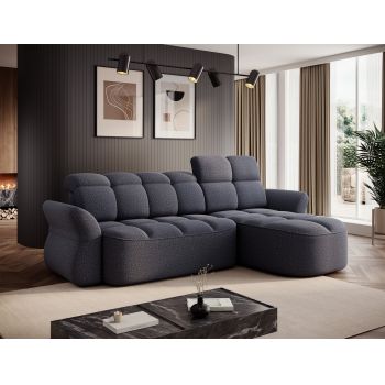 Coltar extensibil dreapta 3 locuri ELTAP, Beneth, 301x185x115 cm, lemn/poliester, albastru
