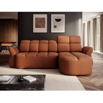 Coltar extensibil dreapta 3 locuri ELTAP, Beneth, 301x185x115 cm, lemn/poliester, caramiziu