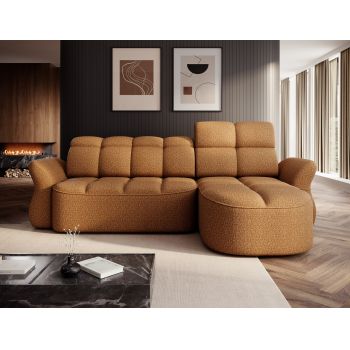 Coltar extensibil dreapta 3 locuri ELTAP, Beneth, 301x185x115 cm, lemn/poliester, mustar