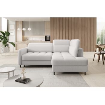 Coltar extensibil dreapta 3 locuri ELTAP, RT-01ROY, Barea, 208x160x100 cm, lemn/poliester, alb