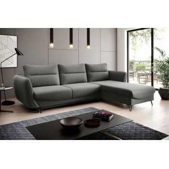 Coltar extensibil dreapta 3 locuri ELTAP, RT-04FL, Silva, 276x201x100 cm, lemn/poliester, gri