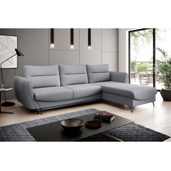 Coltar extensibil dreapta 3 locuri ELTAP, RT-04PO, Silva, 276x201x100 cm, lemn/poliester, gri deschis