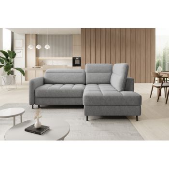 Coltar extensibil dreapta 3 locuri ELTAP, RT-04RAQ, Barea, 208x160x100 cm, lemn/poliester, gri deschis