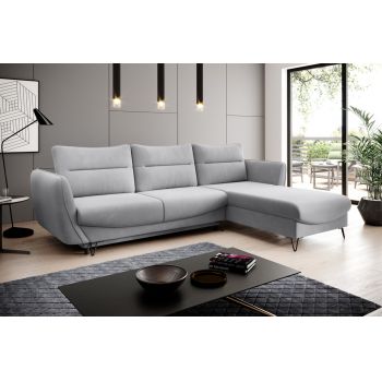 Coltar extensibil dreapta 3 locuri ELTAP, RT-04SO, Silva, 276x201x100 cm, lemn/poliester, gri deschis