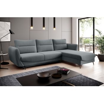 Coltar extensibil dreapta 3 locuri ELTAP, RT-04VE, Silva, 276x201x100 cm, lemn/poliester, gri deschis