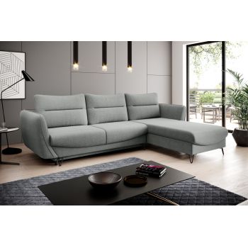 Coltar extensibil dreapta 3 locuri ELTAP, RT-04VER, Silva, 276x201x100 cm, lemn/poliester, gri deschis