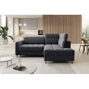 Coltar extensibil dreapta 3 locuri ELTAP, RT-05AS, Barea, 208x160x100 cm, lemn/poliester, gri inchis
