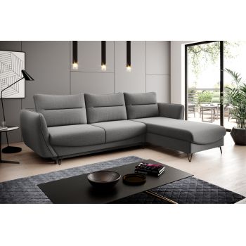 Coltar extensibil dreapta 3 locuri ELTAP, RT-05GO, Silva, 276x201x100 cm, lemn/poliester, gri