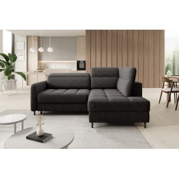 Coltar extensibil dreapta 3 locuri ELTAP, RT-05RAQ, Barea, 208x160x100 cm, lemn/poliester, gri inchis