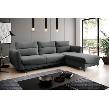 Coltar extensibil dreapta 3 locuri ELTAP, RT-05VER, Silva, 276x201x100 cm, lemn/poliester, gri inchis
