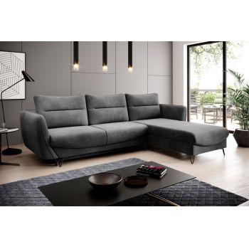 Coltar extensibil dreapta 3 locuri ELTAP, RT-06LO, Silva, 276x201x100 cm, lemn/poliester, gri inchis