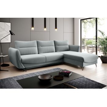 Coltar extensibil dreapta 3 locuri ELTAP, RT-100SAV, Silva, 276x201x100 cm, lemn/poliester, gri deschis