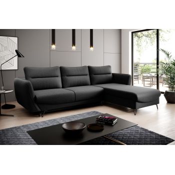 Coltar extensibil dreapta 3 locuri ELTAP, RT-10FL, Silva, 276x201x100 cm, lemn/poliester, negru