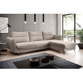 Coltar extensibil dreapta 3 locuri ELTAP, RT-18SO, Silva, 276x201x100 cm, lemn/poliester, bej deschis