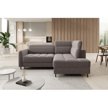 Coltar extensibil dreapta 3 locuri ELTAP, RT-20AS, Barea, 208x160x100 cm, lemn/poliester, maro deschis