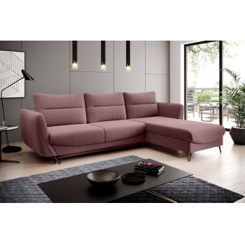 Coltar extensibil dreapta 3 locuri ELTAP, RT-24VE, Silva, 276x201x100 cm, lemn/poliester, roz inchis