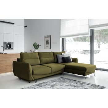 Coltar extensibil dreapta 3 locuri ELTAP, RT-33NU, Silva, 276x201x100 cm, lemn/poliester, verde olive