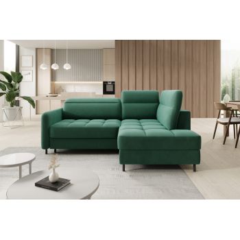Coltar extensibil dreapta 3 locuri ELTAP, RT-35LU, Barea, 208x160x100 cm, lemn/poliester, verde inchis