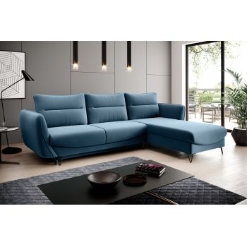 Coltar extensibil dreapta 3 locuri ELTAP, RT-38SAV, Silva, 276x201x100 cm, lemn/poliester, albastru deschis