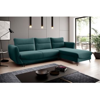 Coltar extensibil dreapta 3 locuri ELTAP, RT-38VE, Silva, 276x201x100 cm, lemn/poliester, verde inchis